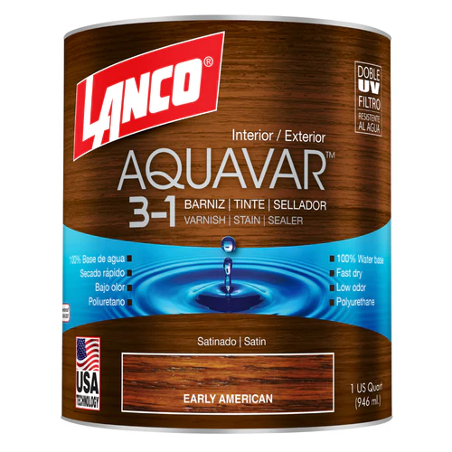 Barniz Aquavar early american 3 en 1 satinado 1/4 gl  Lanco