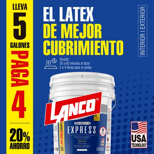 Latex contratista express blanco Tineta (5gl) Lanco
