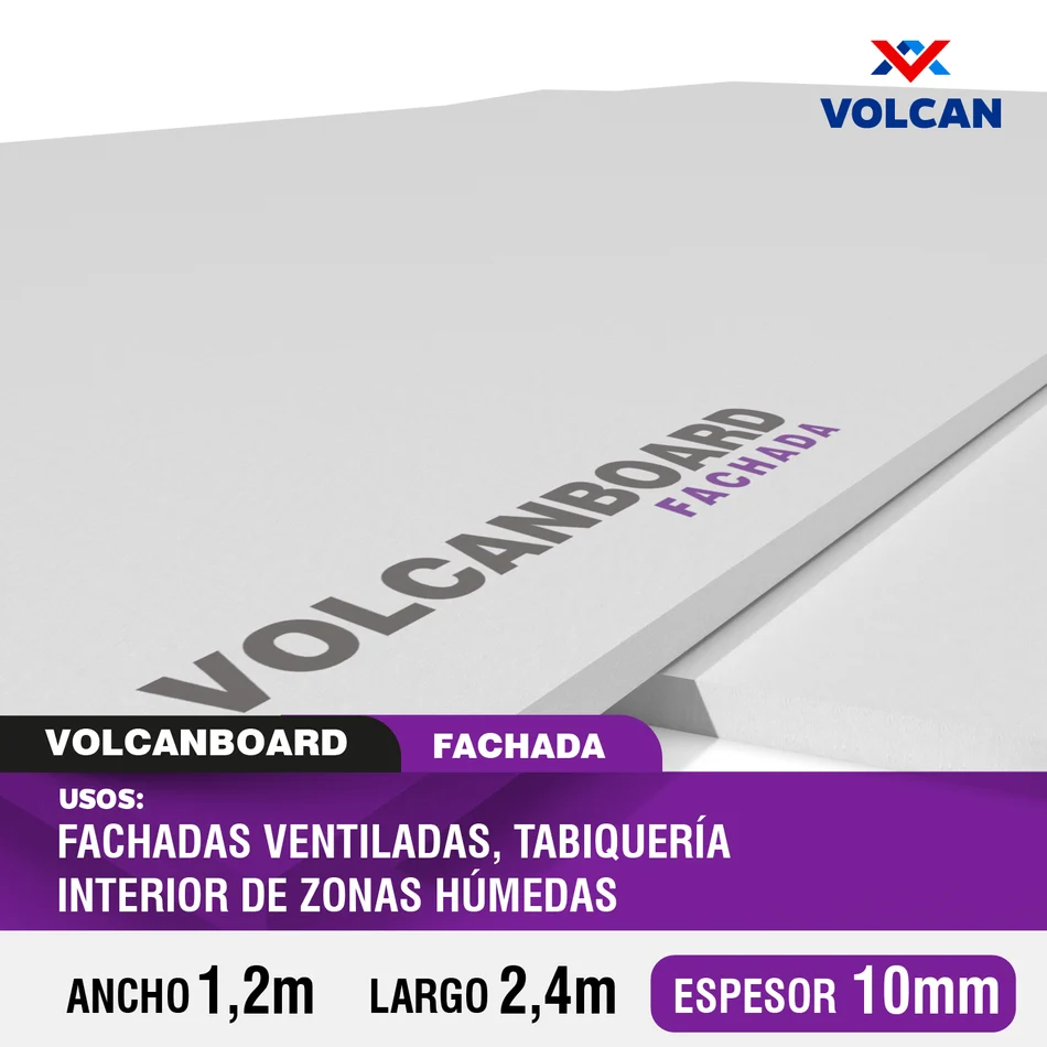 Fibrocemento 10mm 1.2 x 2.4 mts fachada Volcan