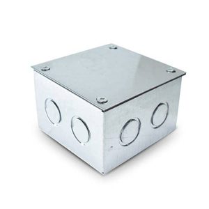 Caja de derivación EMT galvanizada con tapa, 100 × 100 × 65 mm