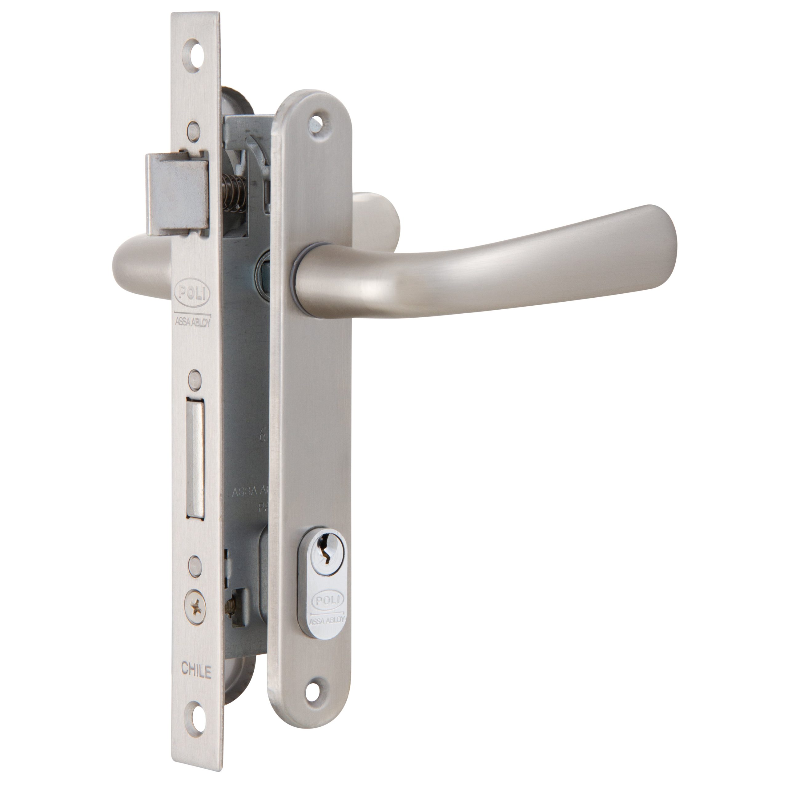 Cerradura Embutida Perfil Aluminio Puerta Abatir Inoxidable POLI
