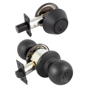 Combo Ball Puerta Segura Negra Cerradura + Cerrojo Yale