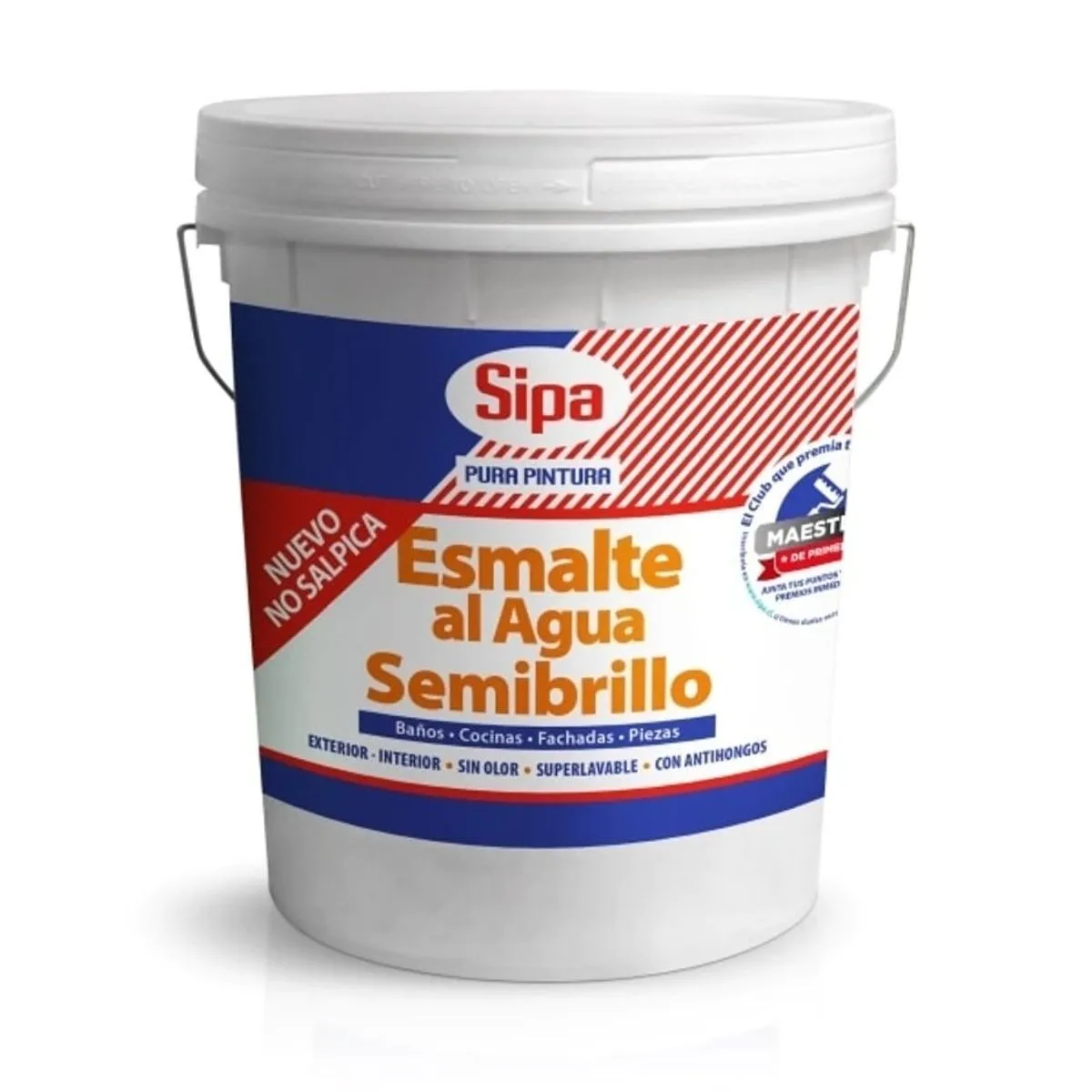 Esmalte al agua semibrillo blanco, tineta 4 galones, Sipa