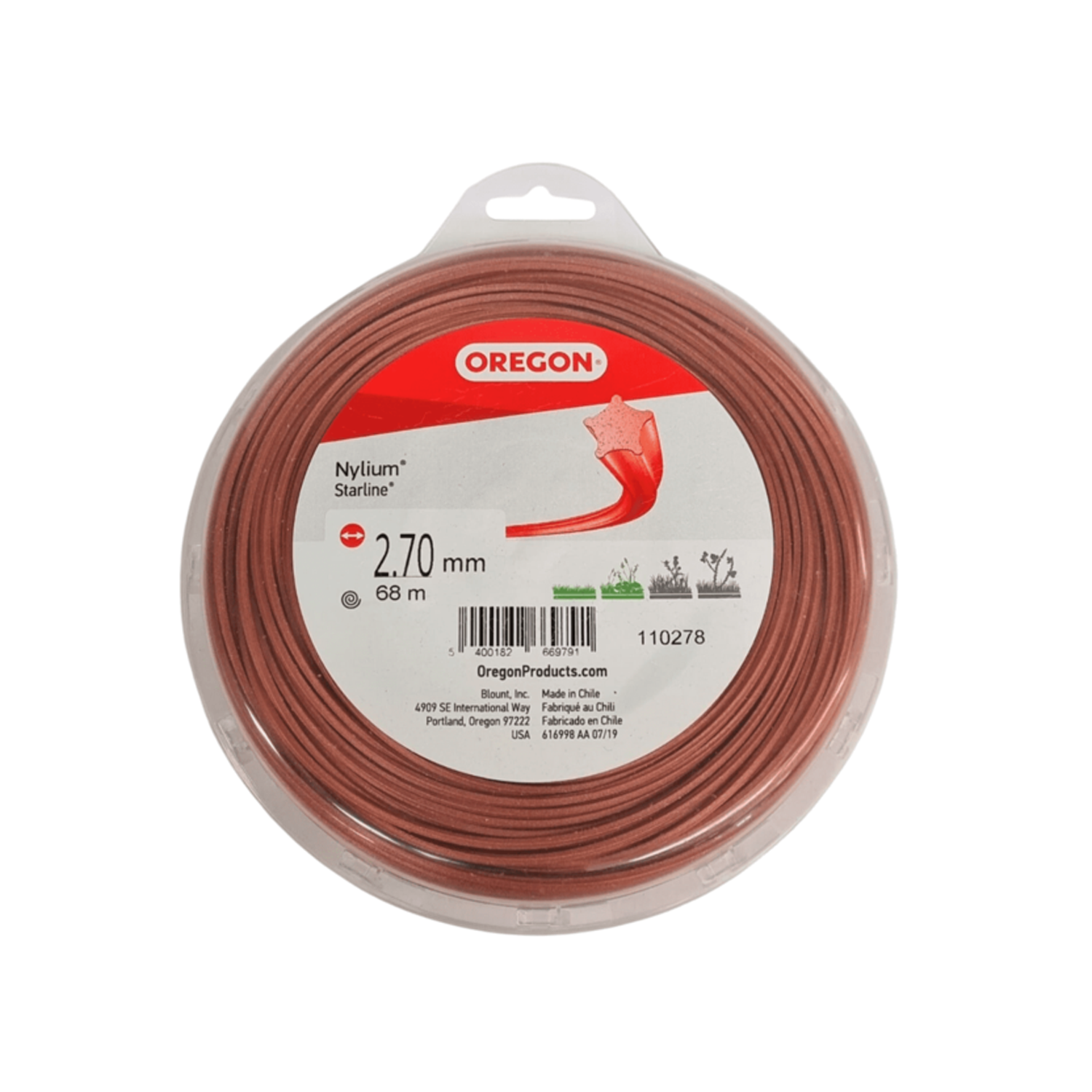 Nylon orillar estrella rojo 2,7mm x 41 mt Oregon