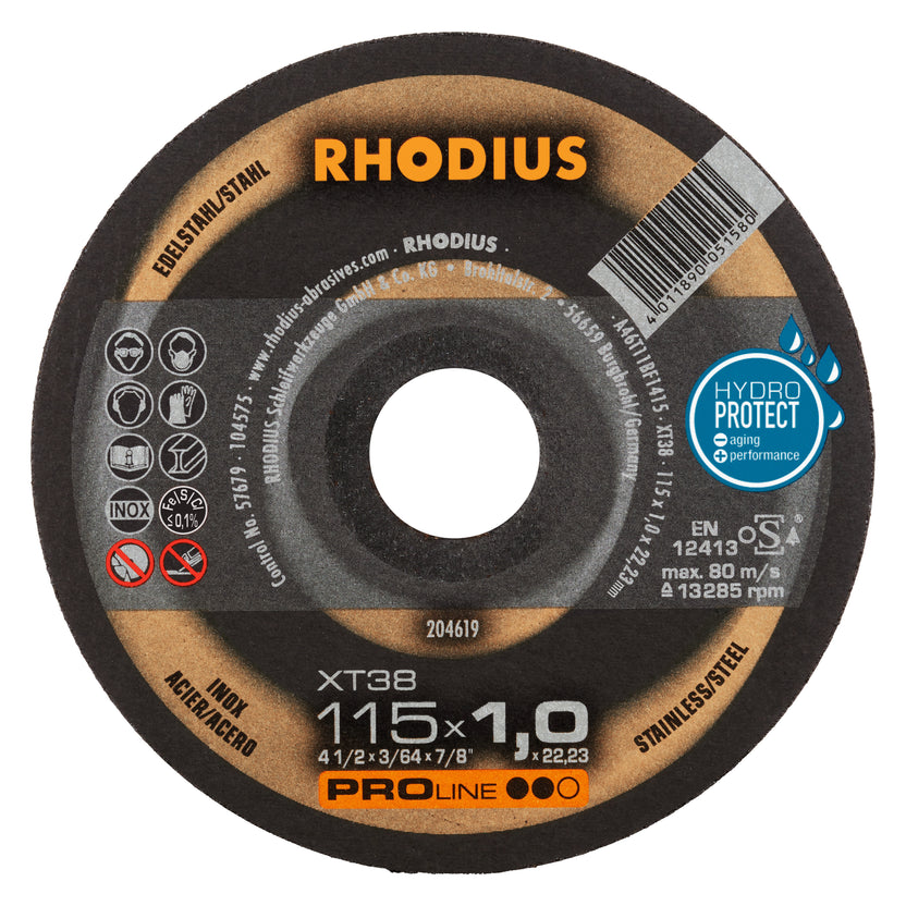 Disco de corte XT38 Proline 115 × 1 × 22.23 mm 4 1/2″ Rhodius