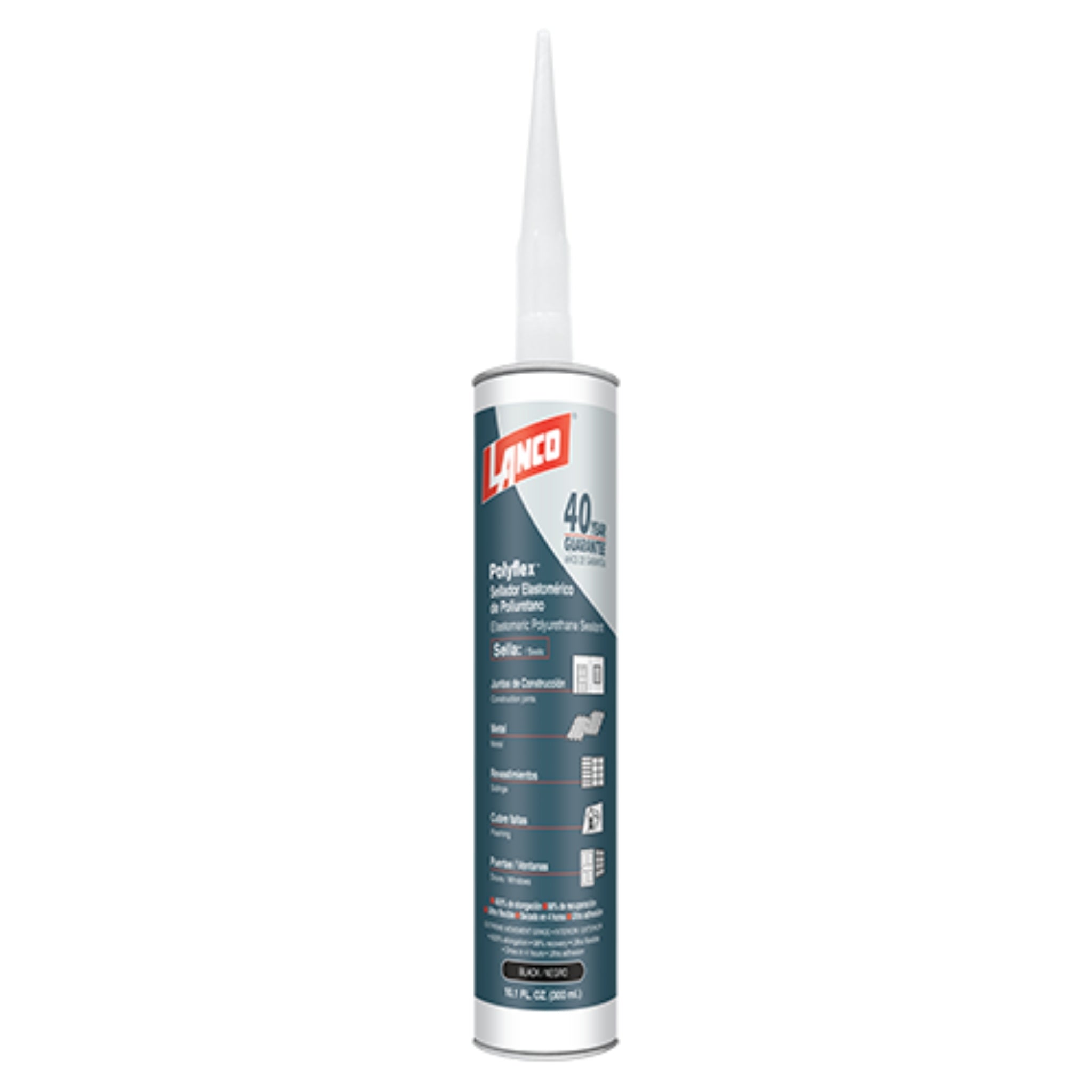 Sellador poliuretano negro 300ml POLYFLEX Lanco