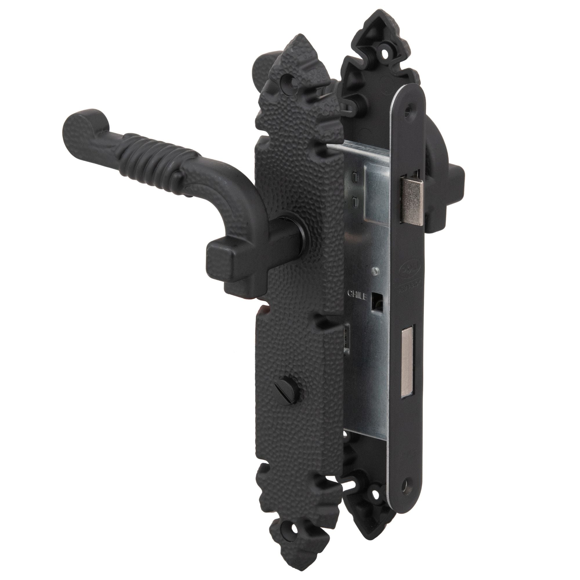 Cerradura Embutida Rústica B40 Negra de Baño POLI