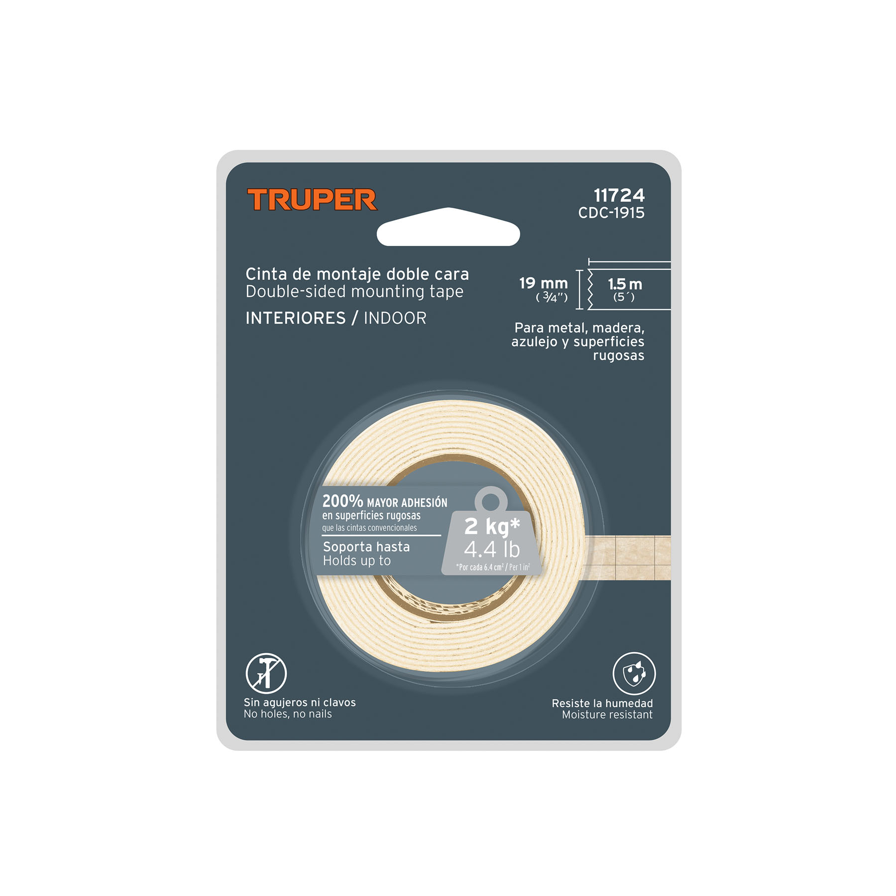 Cinta doble contacto 19 mm × 1,5 m (1011724) Truper