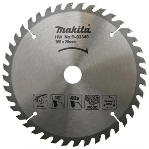 Disco de sierra para madera, 165 mm (6½″), 40 dientes, eje 20 mm (D-03349) Makita
