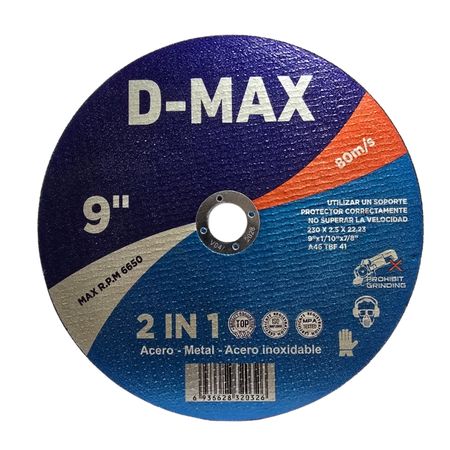 Disco de corte metal 9″ x 2.5 mm acero inoxidable D-Max