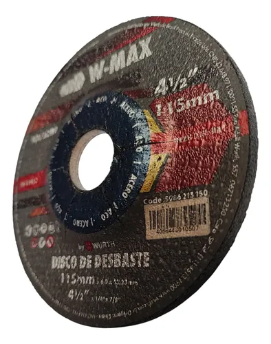 Disco de desbaste metal 4 1/2″ negro W-max Würth
