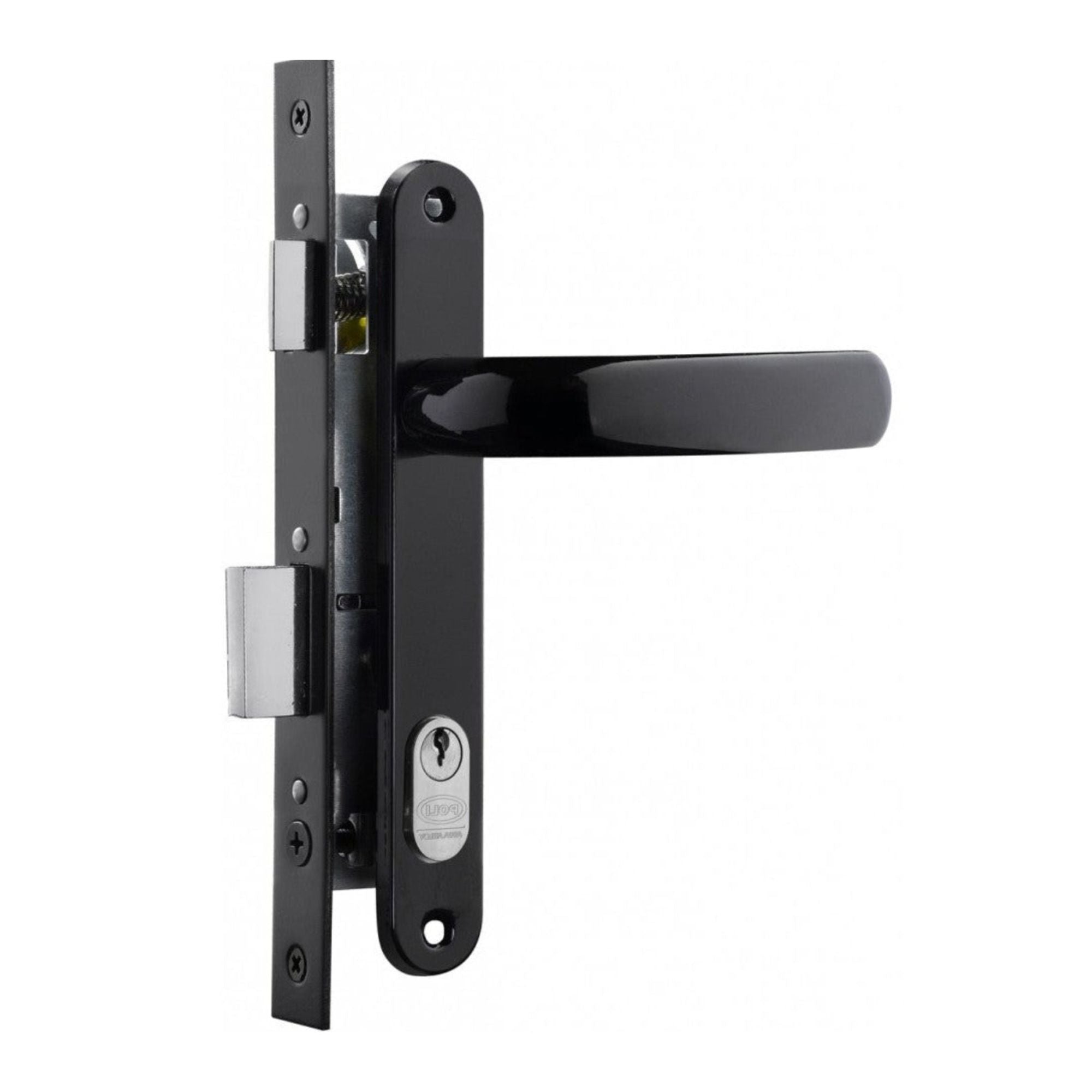 Cerradura Embutida Perfil Aluminio Puerta Abatir Negro POLI