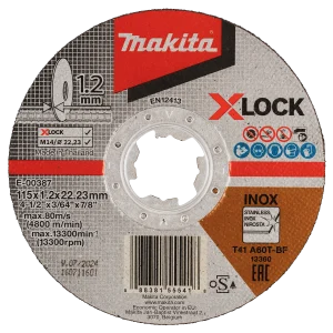 Disco de corte inoxidable 4 1/2″ 115 × 1.2 × 22.23 mm A60T X-LOCK Makita