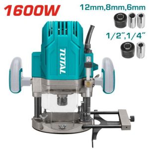 Fresadora router de inmersión TOTAL TR111216 con guía y pinzas