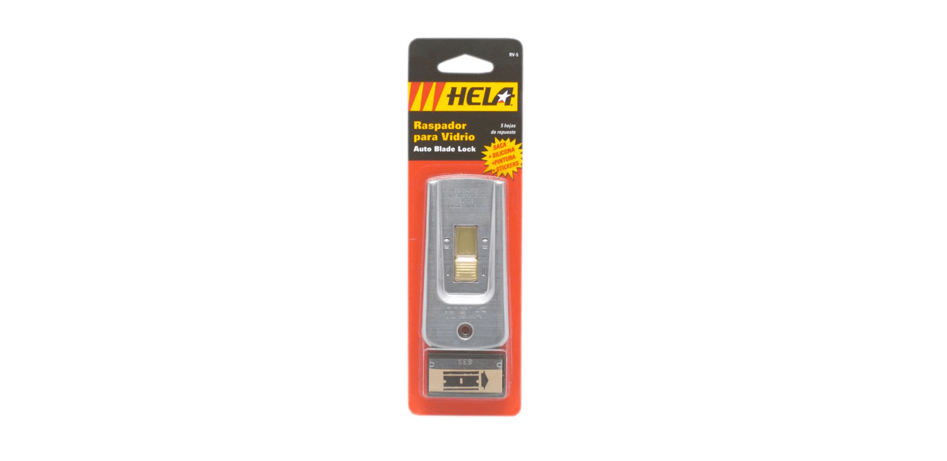Raspador HELA para vidrio, silicona y pintura con 5 repuestos