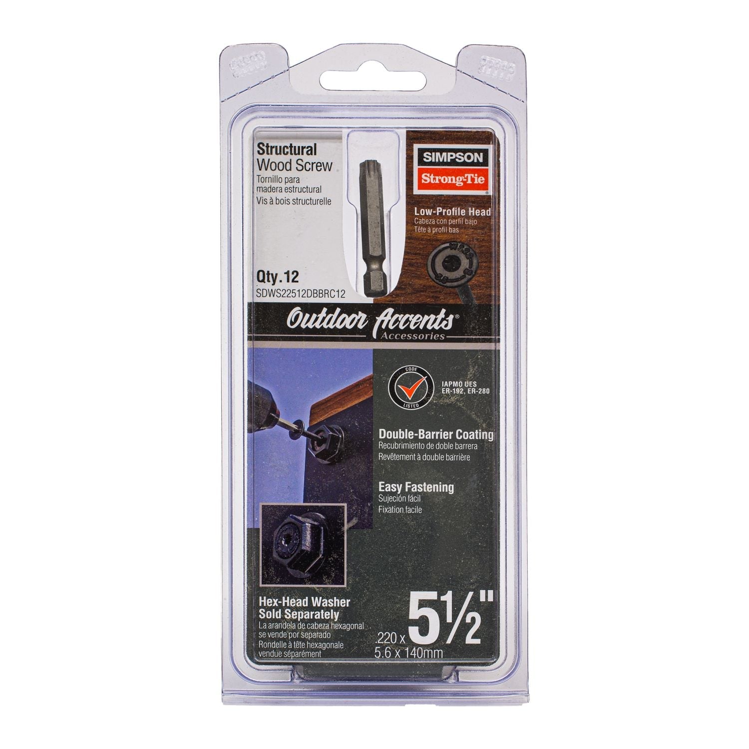 Tornillo estructural negro 5 1/2″, 12 unidades Simpson Strong-Tie