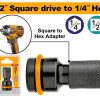 Adaptador de impacto de cuadrante ½″ a hexágono ¼″, 50 mm (ABH60501) INGCO