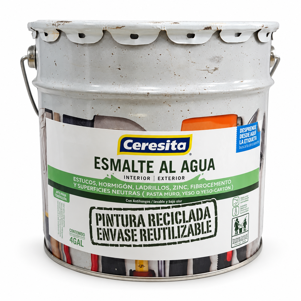Esmalte al agua reciclado blanco invierno, 4 gal Ceresita