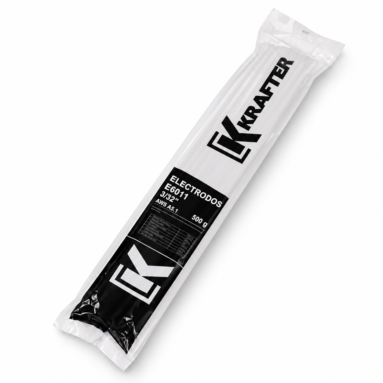 Electrodo E6011, 3/32″, paquete de 500 g Krafter