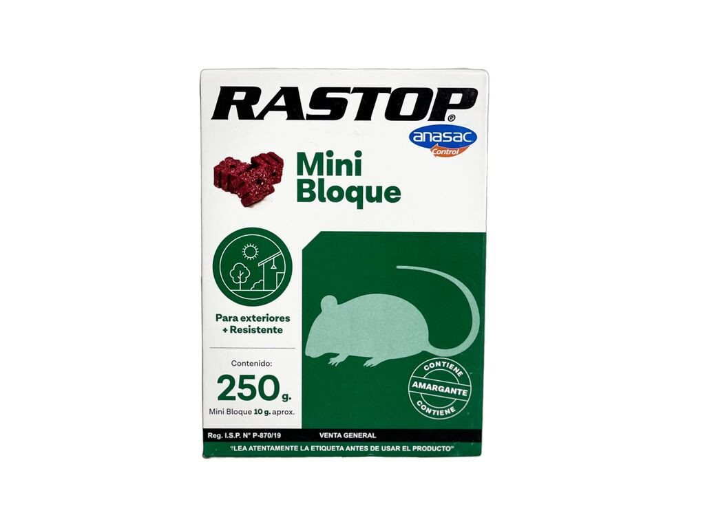 Rastop minibloque raticida 250gr Anasac