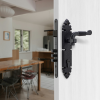 Cerradura Embutida Rústica B40 Negra de Acceso con Manilla Interior POLI