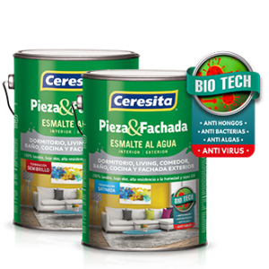 Imagen oficial referencial de Esmalte al agua Pieza y Fachada blanco, tineta 4 galones, Ceresita