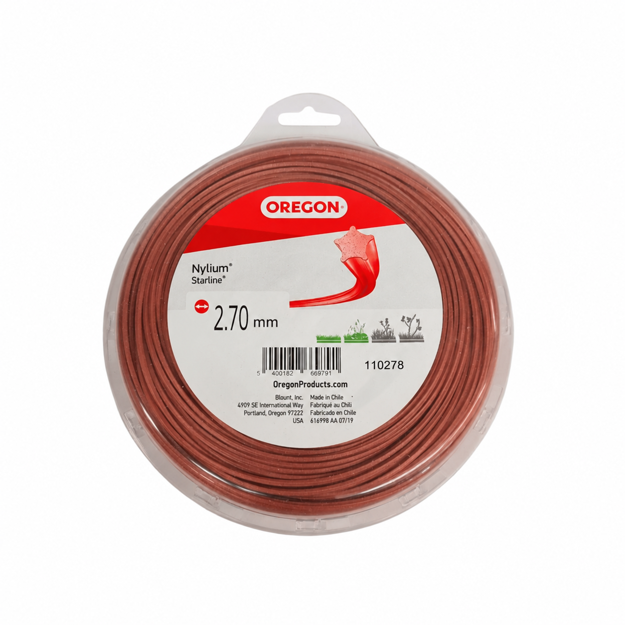 Nylon estrella para orilladora Oregon rojo 2,7 mm × 34 m