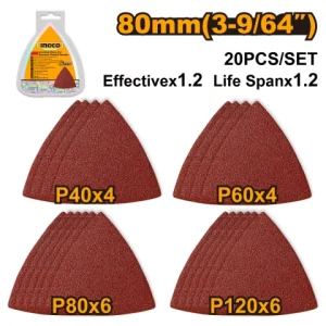 Set 20 lijas triangulares Delta grano P40, 60, 80 y 120 (AKTS080201) INGCO
