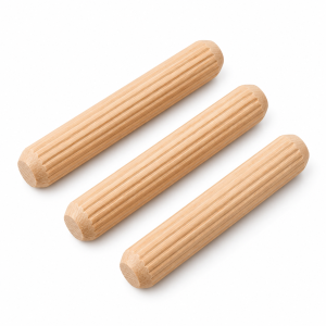 Imagen representativa de tarugos estriados de madera para carpintería