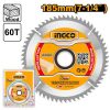 Disco de sierra para madera de 7¼″, 60 dientes, eje de 20 mm (TSB118513) INGCO