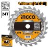 Disco de sierra para madera de 5½″, 24 dientes, eje de 25,4 mm (TSB114041) INGCO