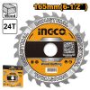 Disco de sierra para madera de 6½″, 24 dientes, eje de 20 mm (TSB116511) INGCO