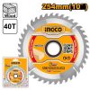Disco de sierra para madera 10″, 40 dientes, eje 30 mm (TSB125425) INGCO