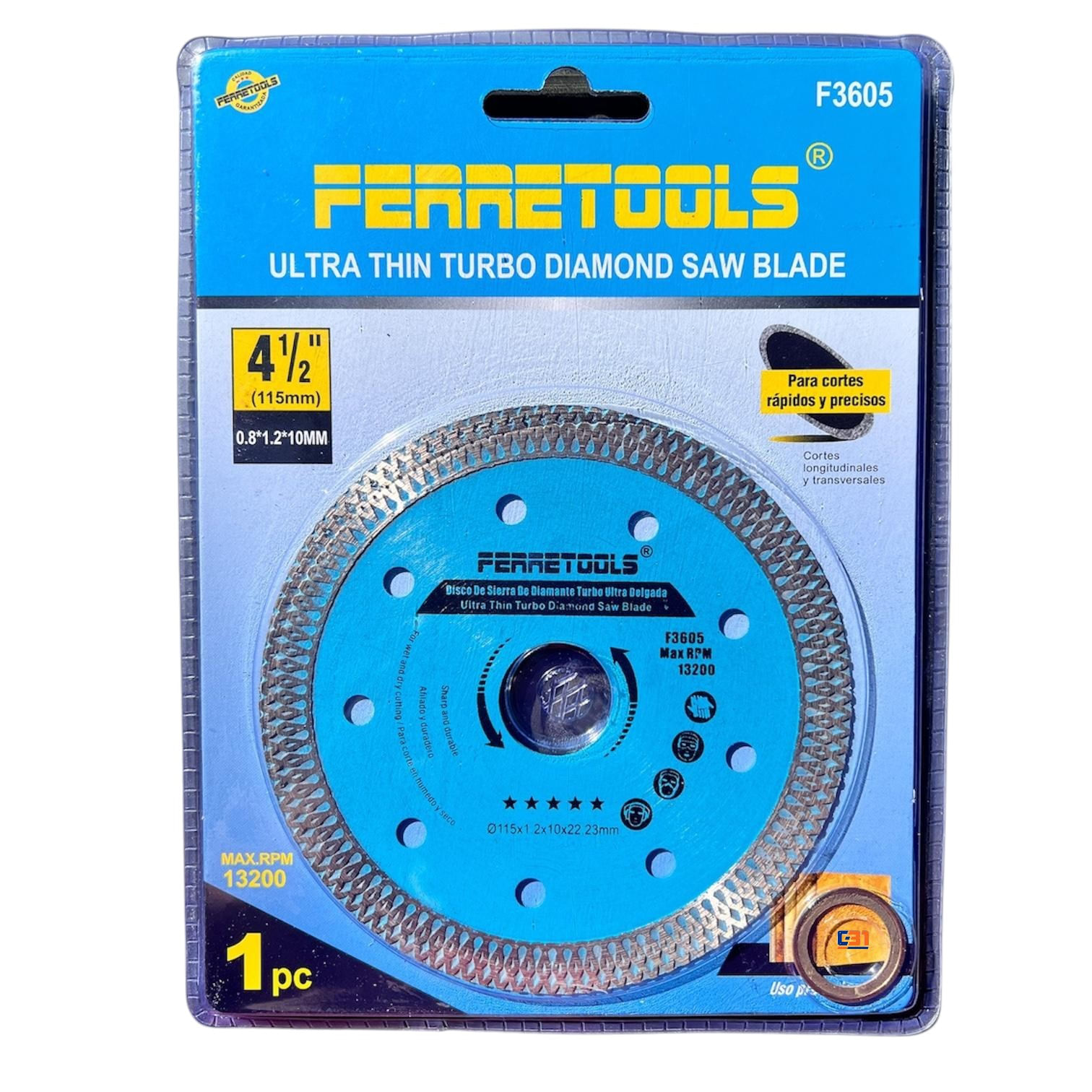 Disco diamantado turbo para porcelanato 4 1/2″ Ferretools